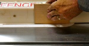 Rabbeting on the tablesaw, kind of small but I'm careful!