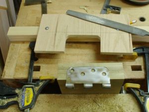 Hinge mortise jig test in scrap wood